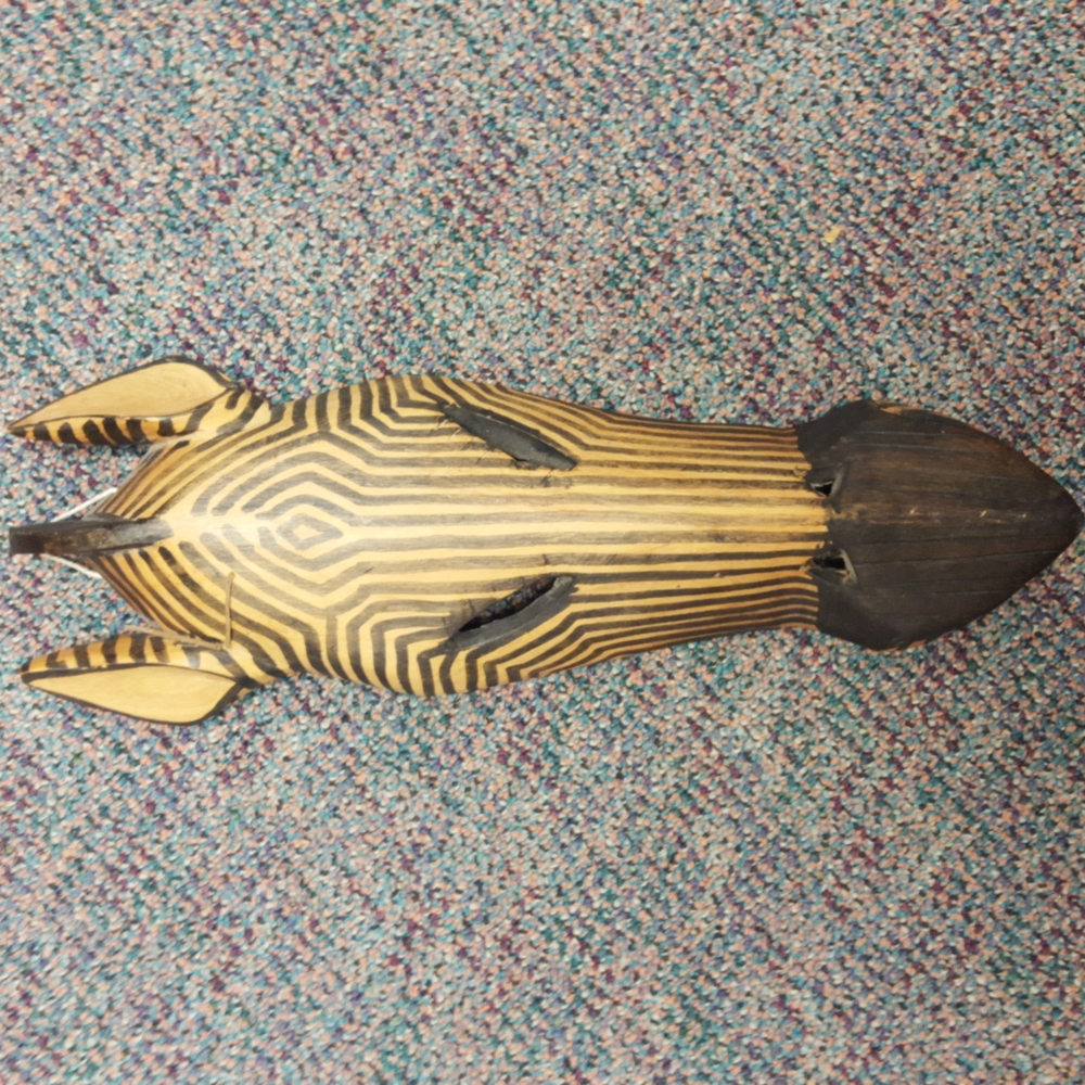 Authentic,  Hand carved in Kenya wooden African zebra mask wall hanging.